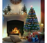 HOMCOM 3ft 4ft 5ft 6ft 7ft Artificial Christmas Xmas Tree LED Snowflake Decoration in Green HOMCOM Green 4ft