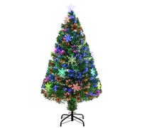 HOMCOM 3ft Green Pre-Lit Artificial Fibre Optic Christmas Tree with LEDs, Green