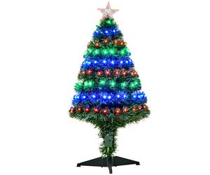HOMCOM 3ft 90cm Fiber Optic Xmas Tree Artificial Christmas Tree Aosom UK
