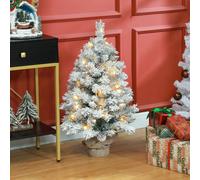 HOMCOM 3ft Artificial Christmas Tree with LED Light, Concrete Base - 3ft