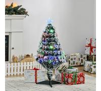 HOMCOM 3ft Artificial Prelit Christmas Tree, Snow Xmas Tree w/ Fiber Optic - 3ft