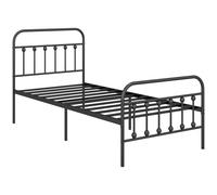 HOMCOM 3ft Metal Single Platform Bed Frame w/ Underbed Storage Headboard Black - Black - Single