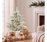Homcom 3Ft Prelit Flocked Christmas Tree With 8 Modes, Remote, Green White Green