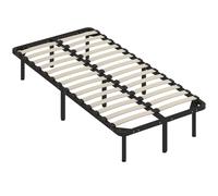 HOMCOM 3ft Single Bed Frame, Metal Platform Bed Frame with 2 x 14 Wood Slats, No Box Spring Needed, Underbed Storage, Black
