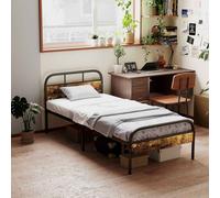 HOMCOM 3ft Single Bed Frame with Headboard, Platform Bed Frame with Underbed Storage, Slat Support, No Box Spring Needed, Easy Assembly, Rustic Brown Rustic Brown