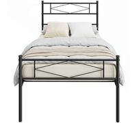 Homcom 3Ft Single Bed Frame With Steel Slat Support, Noise-Free, Black