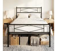 HOMCOM Bed Frame with Steel Slat Support, Noise-Free, Black - Single