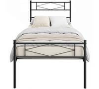 Homcom 3Ft Single Bed Frame With Steel Slat Support, Noise-Free, Black