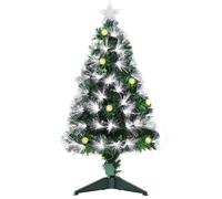 HOMCOM 3ft White Light Artificial Christmas Tree w/ 90 LED Star Topper Tri-Base