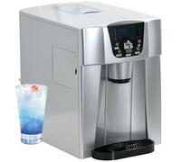 HOMCOM 3L Ice Maker Machine and Water Dispenser, 12kg in 24H, 2 Sizes 9 Ice Cubes Ready in 6-10 Mins Countertop Ice Machine for Home, Kitchen, Office, Bar, Silver