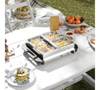 Homcom 4.5L Electric Food Warmer Buffet Server With Lids Cool Touch Handles In Silver Silver One Size