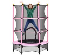 HOMCOM 4.6ft Kids Trampoline with Safety Enclosure Pink, none