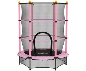 HOMCOM 4.6FT/75" Kids Trampoline, Indoor Outdoor Toddler Trampoline, with Safety Enclosure, Springless design - Pink Aosom UK