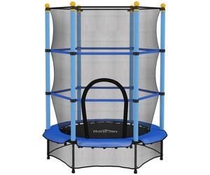 HOMCOM 4.6FT/75" Kids Trampoline, Indoor Outdoor Toddler Trampoline, with Safety Enclosure, Springless design - Blue Aosom UK