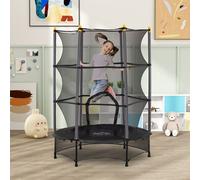 HOMCOM 4.6FT/75" Kids Trampoline with Safety Enclosure, for Ages 3-10 Years in Black HOMCOM Black