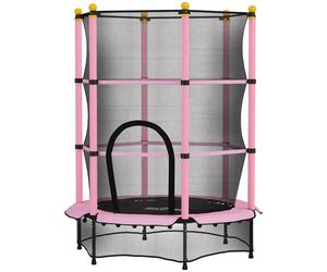 HOMCOM 4.6FT/75 Kids Trampoline with Safety Enclosure, for Ages 3-10 Years in Pink HOMCOM Pink