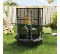 HOMCOM 4.6FT/75" Kids Trampoline with Safety Enclosure, Indoor Outdoor in Black HOMCOM Black