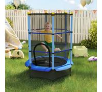 HOMCOM 4.6FT/75" Kids Trampoline with Safety Enclosure, Indoor Outdoor in Blue HOMCOM Blue