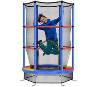 HOMCOM 4.6FT Kids Trampoline for Toddlers Indoor w/Enclosure Net, Steel Frame, for Ages 3-6 Years - Multicoloured