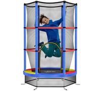 HOMCOM 4.6FT Kids Trampoline with Enclosure Net for Ages 3-6 Green | for Toddlers, Indoor Use, Steel Frame