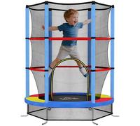 HOMCOM 4.6FT Kids Trampoline with Enclosure Net for Ages 3-6 Multicoloured