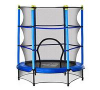 HOMCOM 4.6FT Kids Trampoline with Enclosure Net, Indoor Outdoor Toddler Trampoline with Foam Handles and Pad, for Ages 3-10 Years, Blue