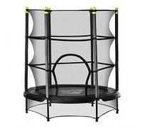 HOMCOM 4.6FT Kids Trampoline with Enclosure Net, Toddler Trampoline Outdoor Indoor with Reinforced Steel Frame, for Ages 3-10 Years