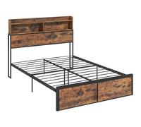 HOMCOM 4.8FT Double Bed Frame with Storage Headboard and Under Bed Storage