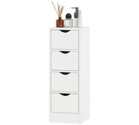 Homcom 4-Drawer Bathroom Cabinet, Freestanding Narrow Cabinet, White