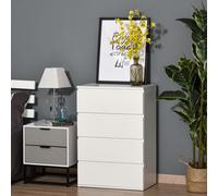 HOMCOM Minimalist 4 Drawer Chest With Push Click Close White, White