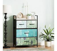 HOMCOM 4-Drawer Chest of Drawers, Fabric Dresser with Open Shelf, Blue