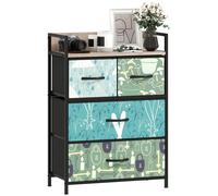 HOMCOM 4-Drawer Chest of Drawers Fabric Dresser with Open Shelf - White | TJ Hughes