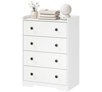Homcom 4 Drawer Chest Of Drawers, Storage Cabinet, White Wood Effect White