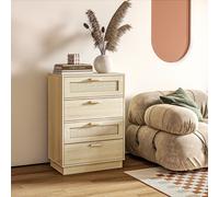 HOMCOM 4 Drawer Dresser, Boho Chest of Drawers Storage Cabinet, Natural
