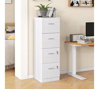 HOMCOM 4 Drawer Ash Wood Effect File Cabinet with Lock - Size: 130.8 x 40 x 42cm - White - Wilko