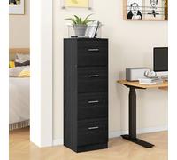 HOMCOM 4 Drawer File Cabinet Locking Filing Cabinet, Black Wood Effect, Black