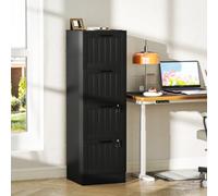 Homcom 4 Drawer File Cabinet With Lock And Adjustable Hanging Bars, Black