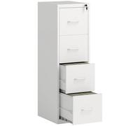 HOMCOM 4 Drawer Filing Cabinet, Vertical File Cabinet with Adjustable Hanging Bar for A4 and Letter Size, Steel Printer Stand for Home Office, White White