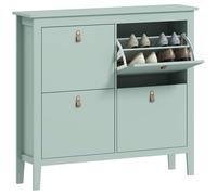 HOMCOM 4 Drawer Shoe Cabinet with Flip Doors for Hallway - Entryway - Green | TJ Hughes