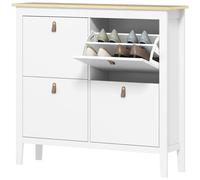 Homcom 4 Drawer Shoe Cabinet With Flip Doors For Hallway, Entryway, White