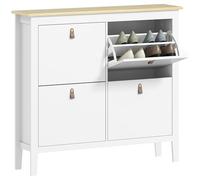HOMCOM 4 Drawer Shoe Cabinet with Flip Doors for Hallway, Entryway, White, White