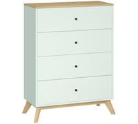 HOMCOM 4 Drawer Storage Cabinet, Chest of Drawers for Bedroom Living Room, Light Green and Oak