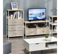 HOMCOM 4 Drawer Storage Chest Unit With Display Shelves White And Light Grey, White