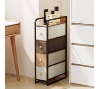 HOMCOM 4-Drawer Storage Organiser Unit with Steel Frame, Mixed-Brown HOMCOM Multicolor