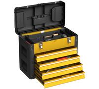 HOMCOM 4 Drawers Large Tool Box - Steel Toolbox With Handle - Yellow | TJ Hughes