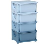 HOMCOM 4 Drawers Plastic Kids Storage Units 4 Tier Children Toy Chest Blue | Nursery, Playroom, Bedroom, Toy Storage Unit