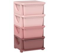 HOMCOM 4 Drawers Plastic Kids Storage Units 4 Tier Children Toy Chest Pink | Nursery, Playroom, Bedroom, Toy Storage Unit