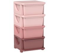 HOMCOM Kids Storage Units with Drawers 3 Tier Chest Dresser Tower Blue - 37 x 37 x 76 cm - Pink - Polypropylene