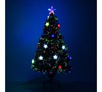 Homcom 4 Foot Prelit Artificial Christmas Tree Fibre Optic Star LED Light with LED Light for Indoor Party