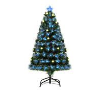 Homcom 4 Foot White Light Artificial Christmas Tree with 130 LEDs Star Topper Tri-Base Full Bodied Seasonal Decoration
